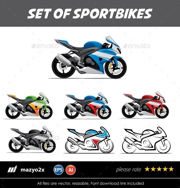 590x616 Sportbike Vector Object Vector File, Font Logo And