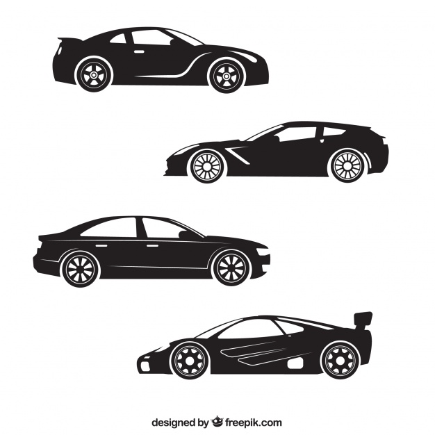 626x626 Silhouettes Of Four Sports Car Vector Free Download