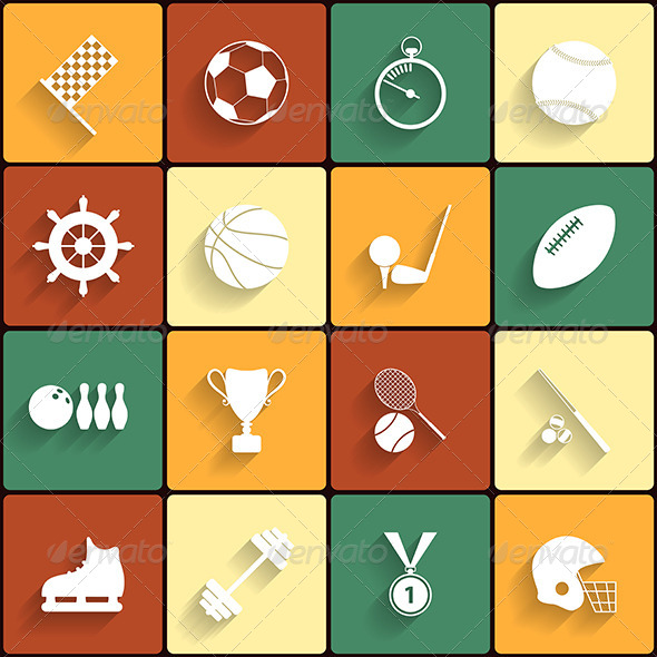 590x590 Set Of Vector Sport Icons In Flat Design By Stashom13 Graphicriver