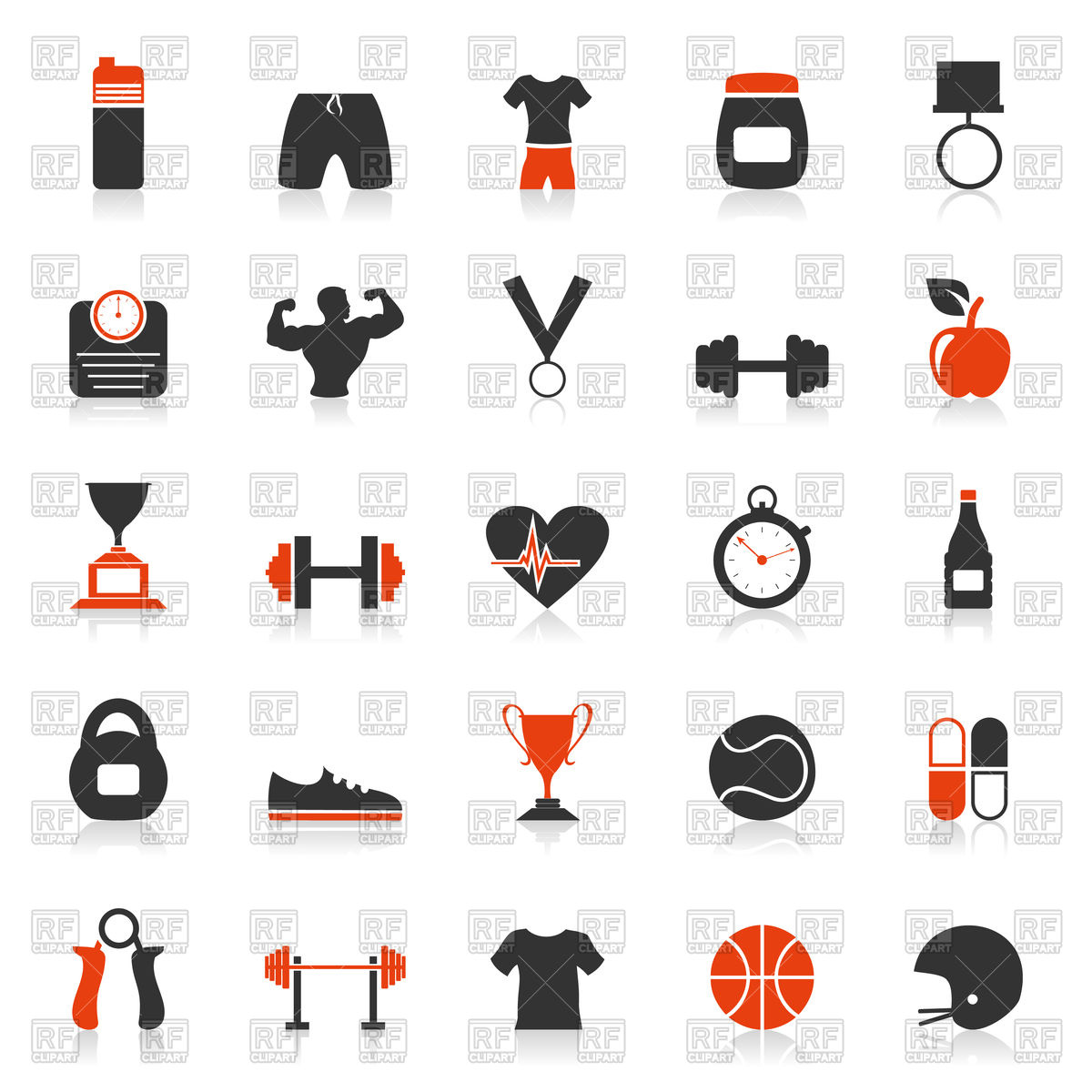 1200x1200 Set Of Fitness And Sports Icons Vector Image Vector Artwork Of