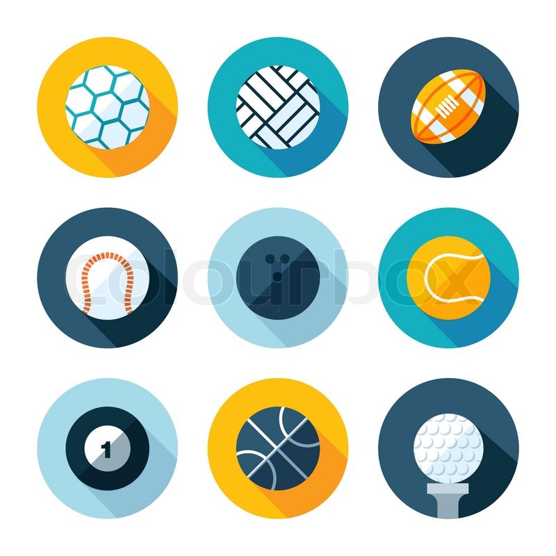 800x800 Set Of Sports Icons. Vector Sport Equipment In Flat Modern Style