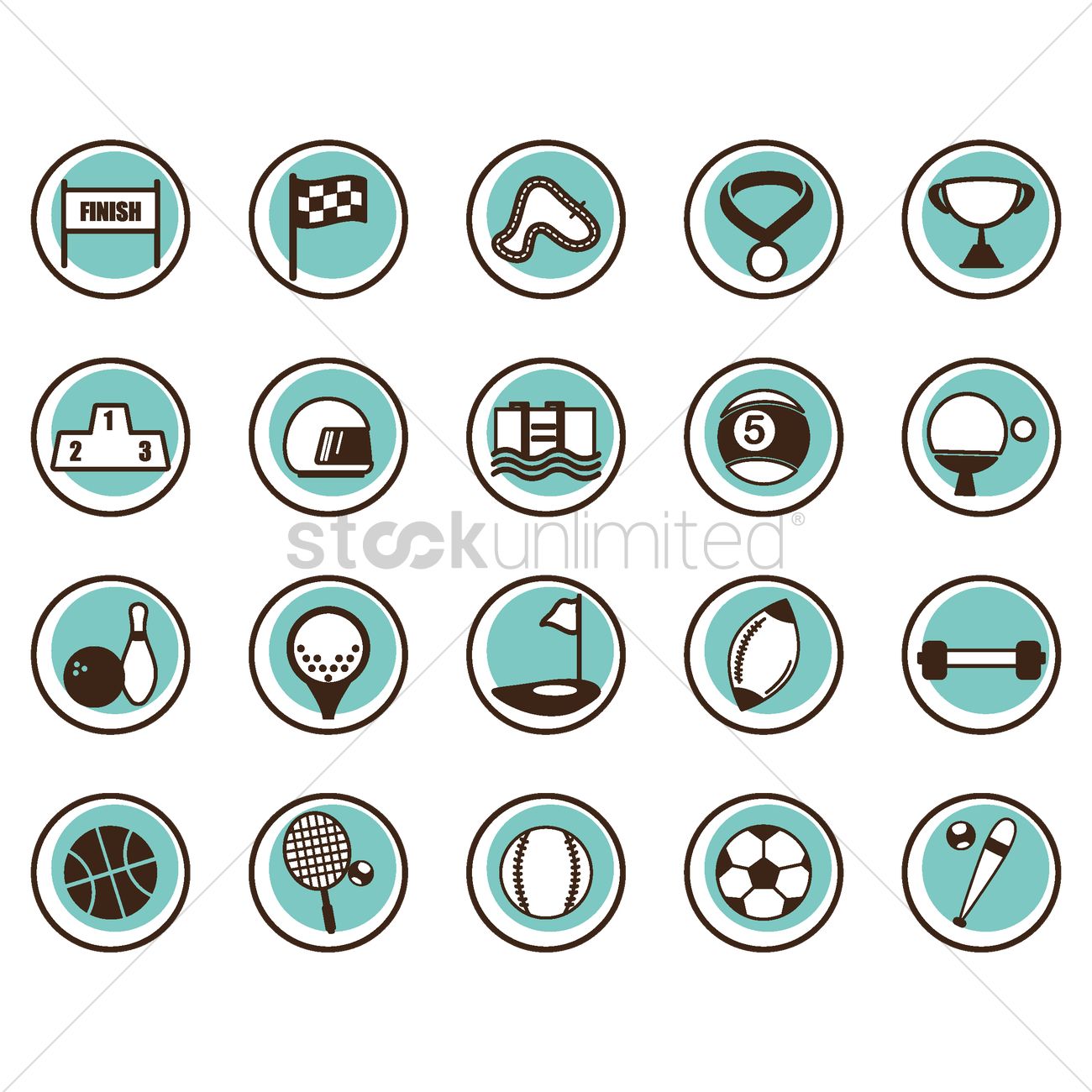 1300x1300 Free Set Of Sports Icons Vector Image