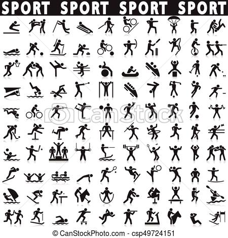 450x469 Sports Icons Set. Vector Shapes Athletes.