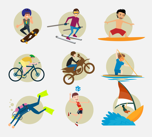 600x539 Sports Icons Vector Illustration With Various Colored Styles Free