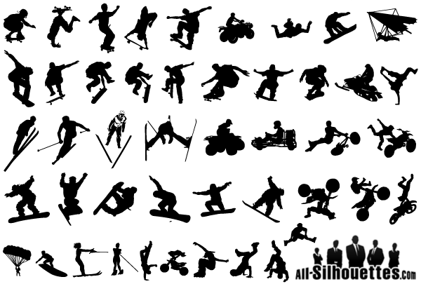 600x405 Extreme Sports Silhouettes Vector Free 123freevectors