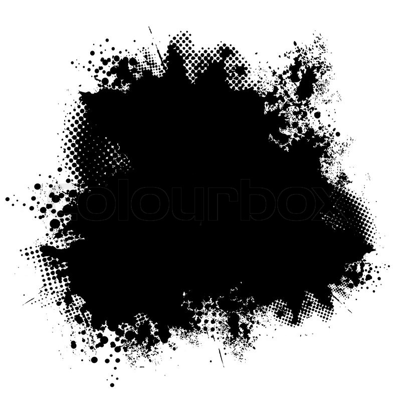 800x800 Black Ink Round Background Image With Halftone Dots And Spray