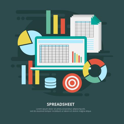 490x490 Spreadsheet Vector Illustration