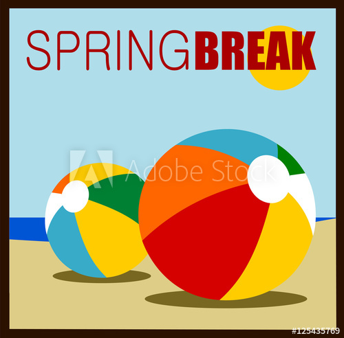 500x492 Spring Break Design With Beach Balls On Sand