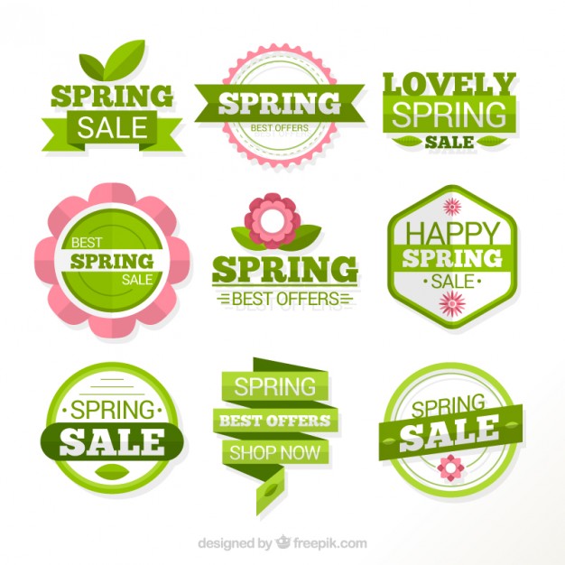 626x626 Green Spring Labels Of Sales Vector Free Download