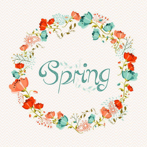 500x500 Beautiful Wreath Spring Vector Background Free Download