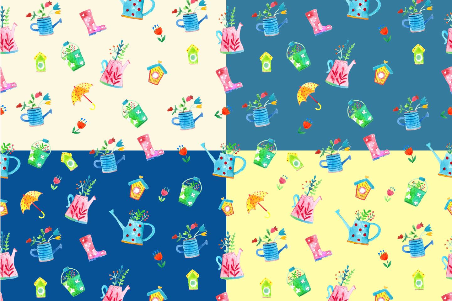 1440x960 Watercolor Spring Vector Free Seamless Pattern