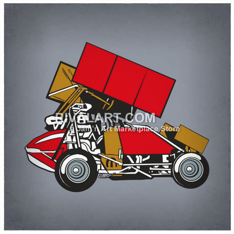 761x761 Sprint Car Race Racing Color Graphic Digital Design