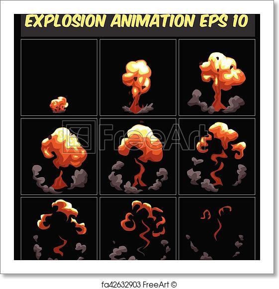 561x581 Free Art Print Of Vector Explosion, Cartoon Animation Frames For