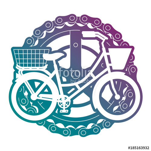 500x500 Antique Bicycle With Basket Chain And Sprocket Vector Illustration