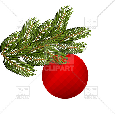 400x399 Spruce Branch And Christmas Tree Toy Vector Image Vector Artwork
