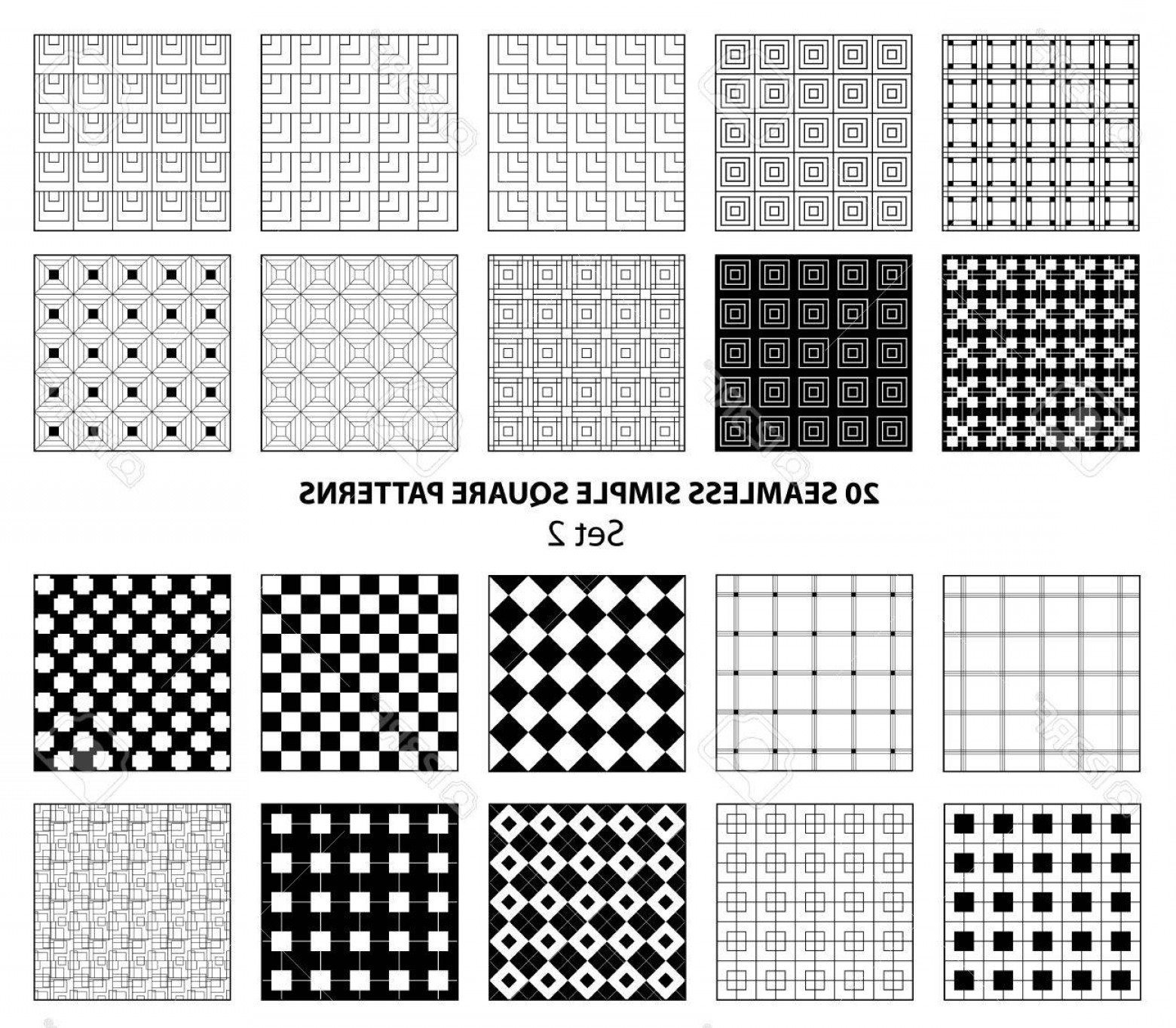 1560x1364 Photostock Vector Set Of Seamless Simple Square Patterns Black