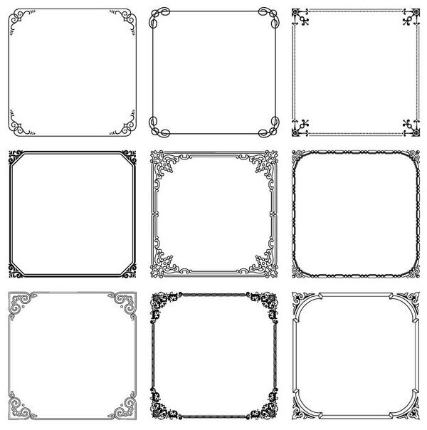 600x604 Floral Square Frames Vector 01