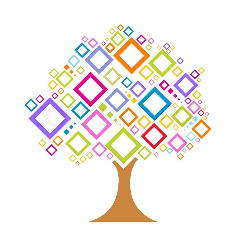 800x800 Illustration Of Colorful Vector Tree With Square Patterns On An