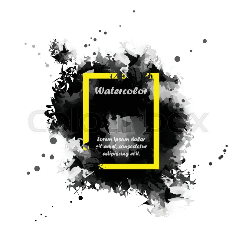 800x800 Abstract Black Watercolor Background With Yellow Square Border For