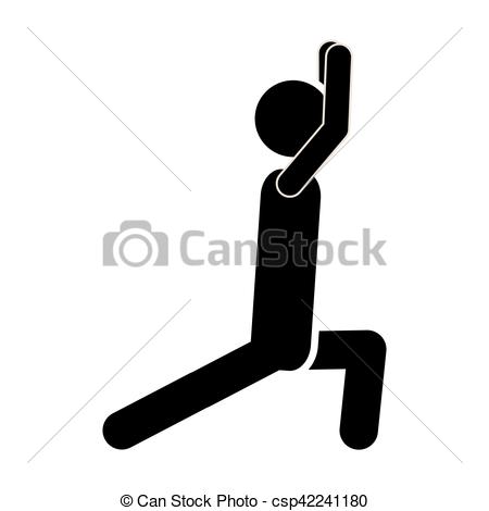 450x470 Silhouette Monochrome Man Squat Icon Vector Illustration.
