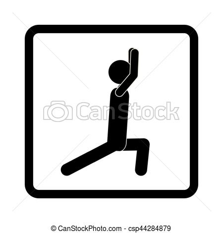 450x470 Square Shape Pictogram With Man Squat Icon Vector Illustration.