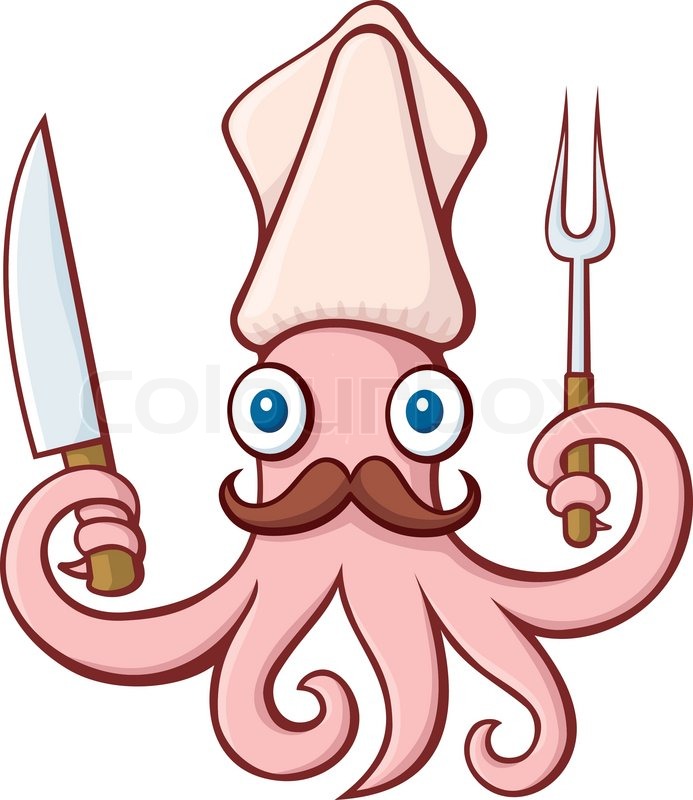 693x800 Squid Chef Cartoon Stock Vector Colourbox