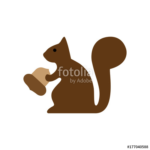 500x500 Dark Brown Sitting Squirrel Vector Illustration. Isolated On White