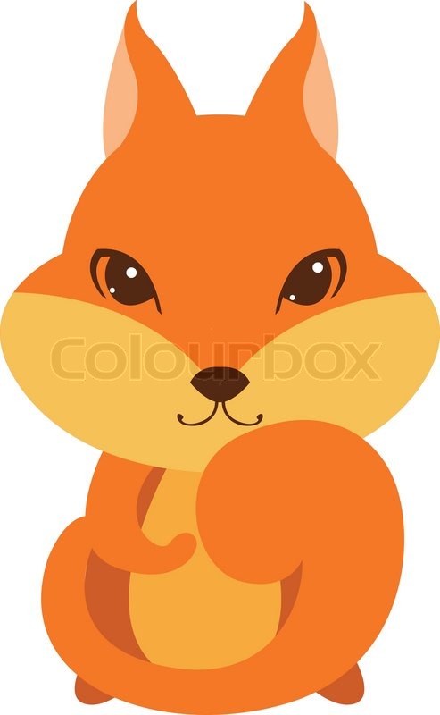 493x800 Flat Vector Cartoon Illustration Of Cute Squirrel Isolated On