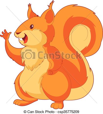 422x470 Vector Image Of The Cartoon Smiling Squirrel.