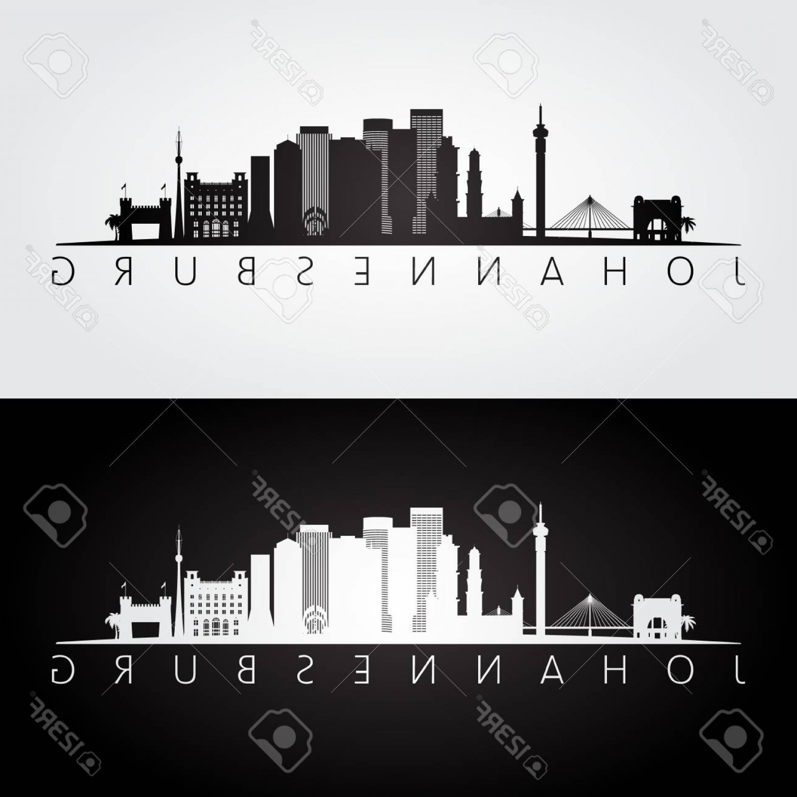1560x1560 Photostock Vector Johannesburg Skyline And Landmarks Silhouette