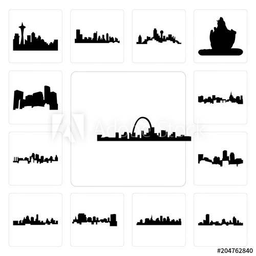 500x500 Set Of St Louis Skyline, Wisconsin, Paul Skyline On White
