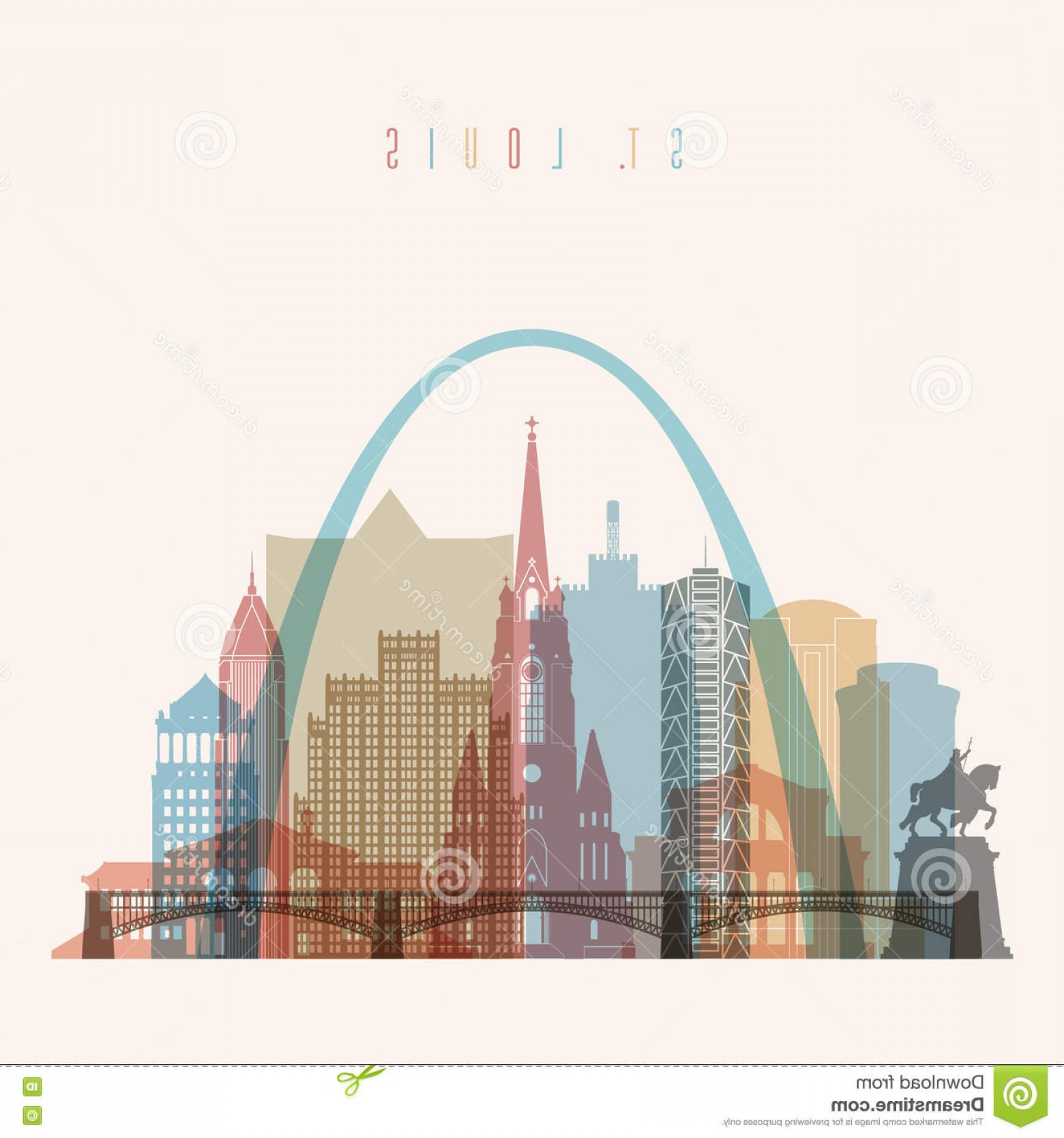 1560x1668 Stock Illustration St Louis Skyline Poster Transparent Styled
