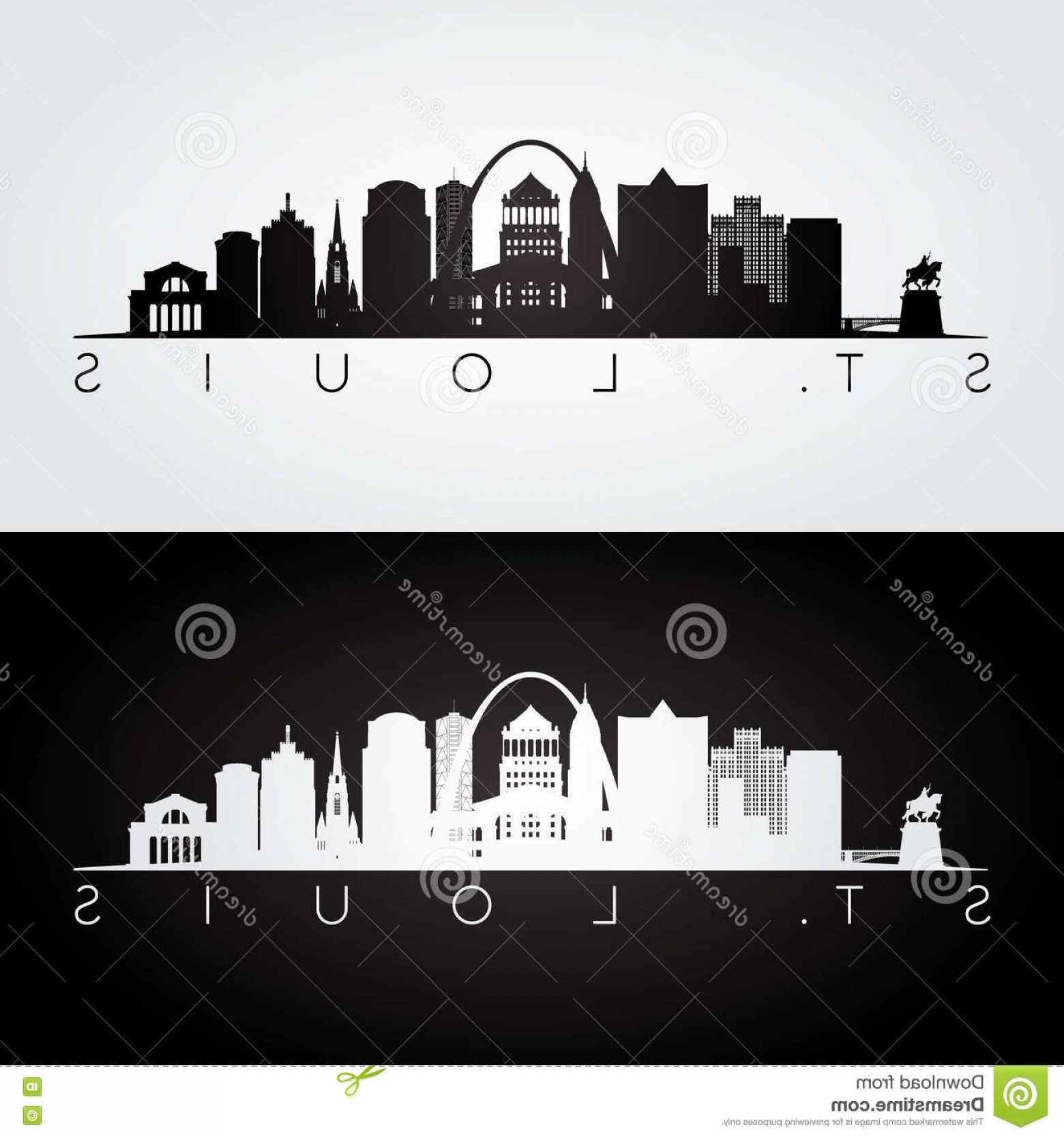 1560x1668 Stock Illustration St Louis Skyline Silhouette Usa Landmarks