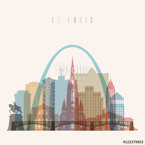 500x500 Transparent Styled St. Louis State Missouri Skyline Detailed