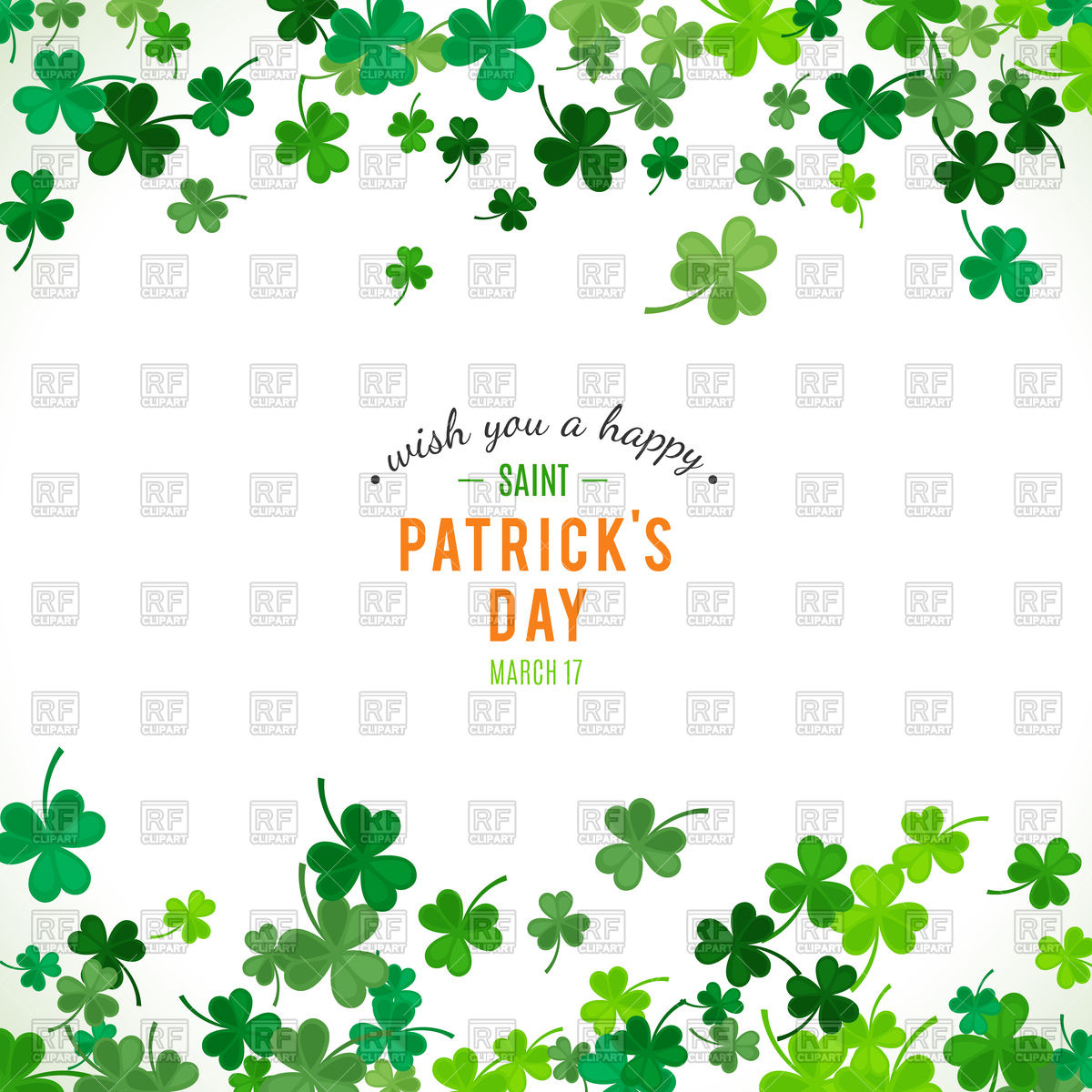 1200x1200 St. Patricks Day Background With Clover Leaves Vector Image