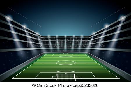 450x304 Soccer Stadium With Spot Lights. Vector.