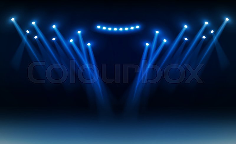 800x488 Bright Stadium Lights Vector Design. Illumination Stock Vector