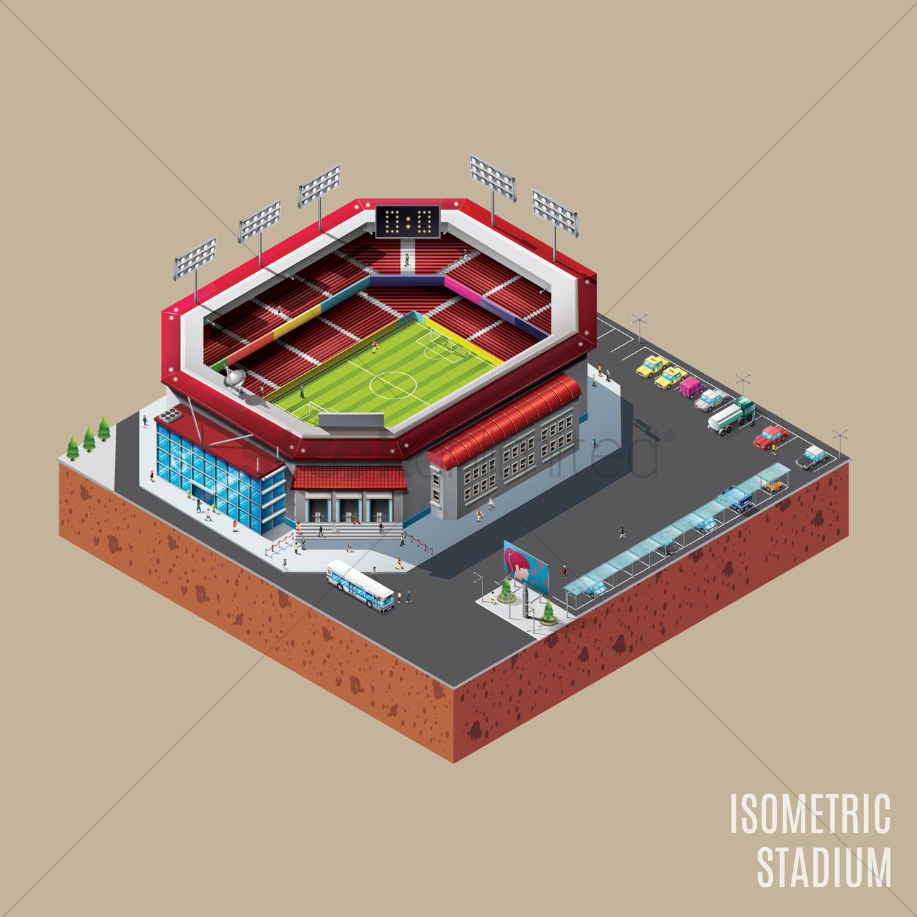1300x1300 Isometric Stadium Vector Image