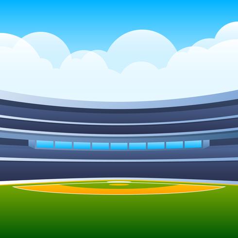 490x490 Baseball Field With Bright Stadium Vector Illustration