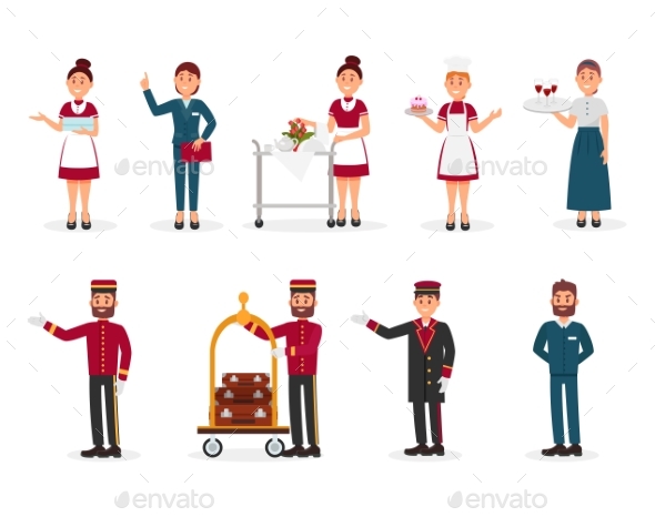 590x466 Flat Vector Set Of Hotel Staff By Happypictures Graphicriver