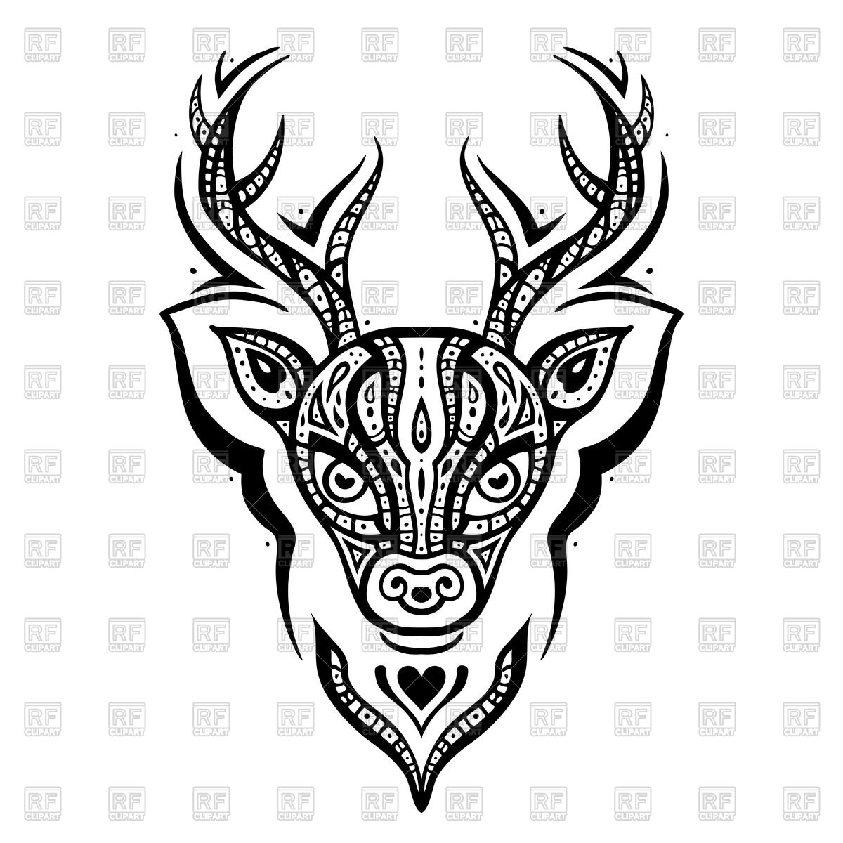 1200x1200 Deer Head With Tribal Ethnic Ornament Vector Image Vector