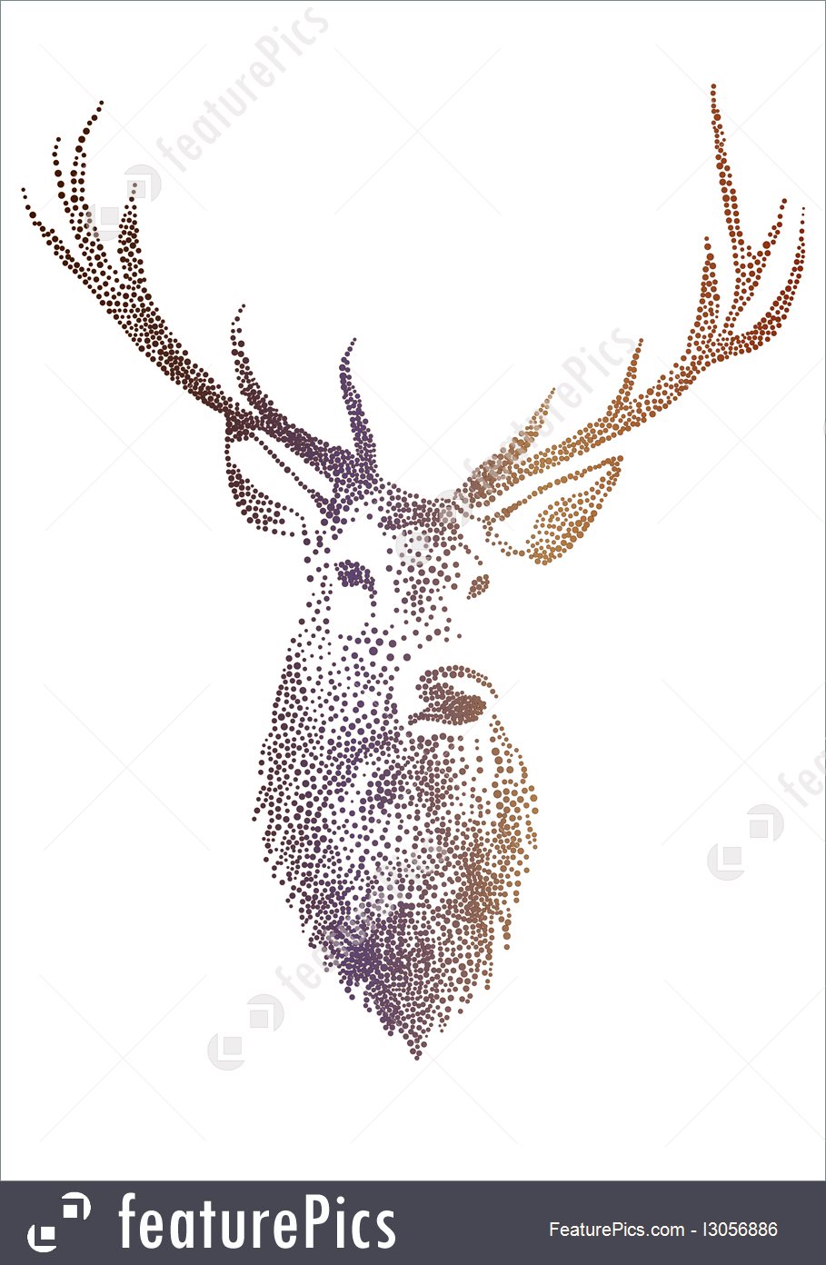 909x1392 Deer Head, Vector