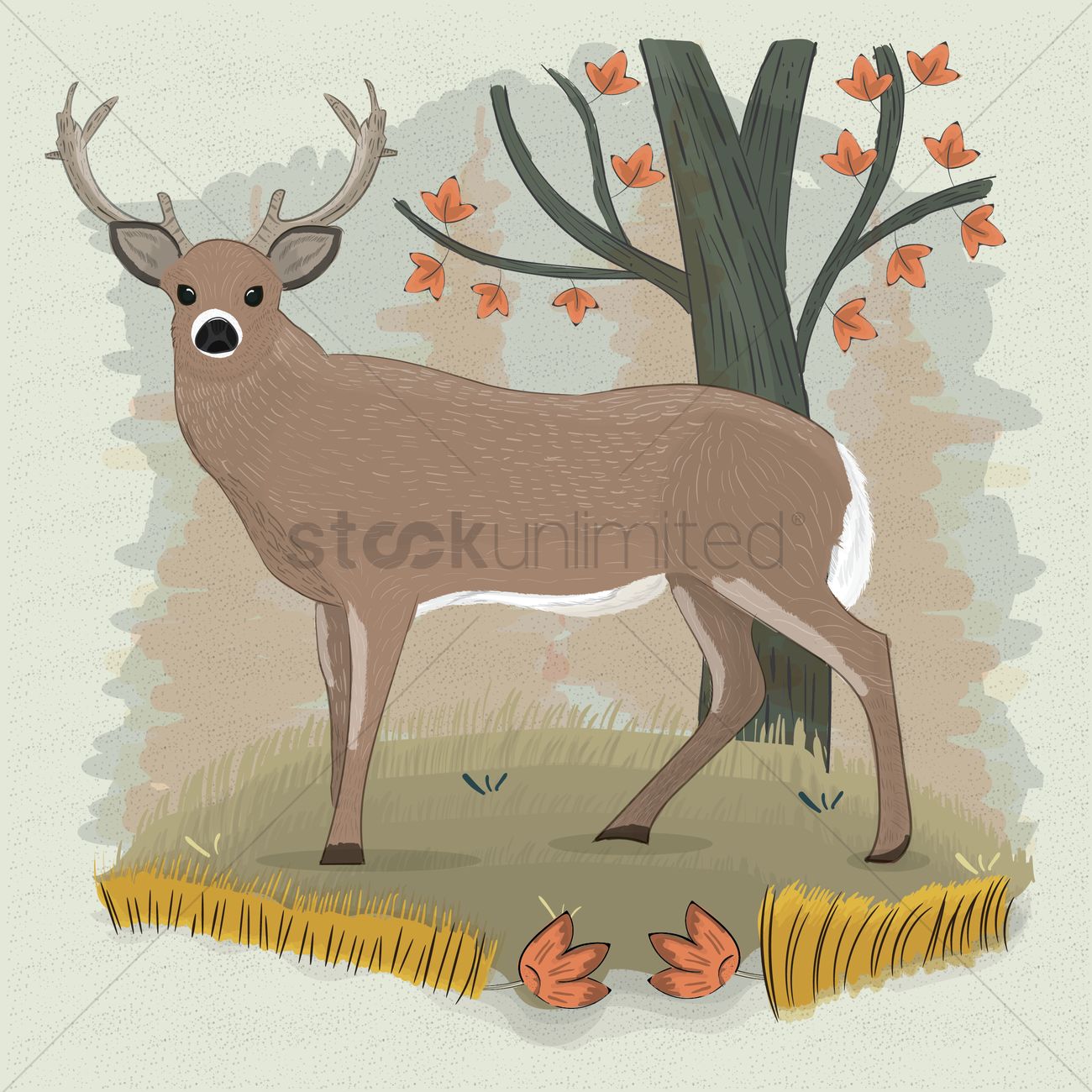 1300x1300 Wild Stag Vector Image