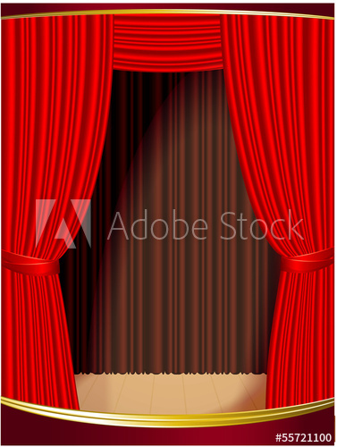 377x500 Red Stage Curtain. Vector.