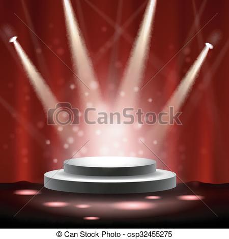 450x470 Vector Illustration Of Spotlight Shining On Stage.