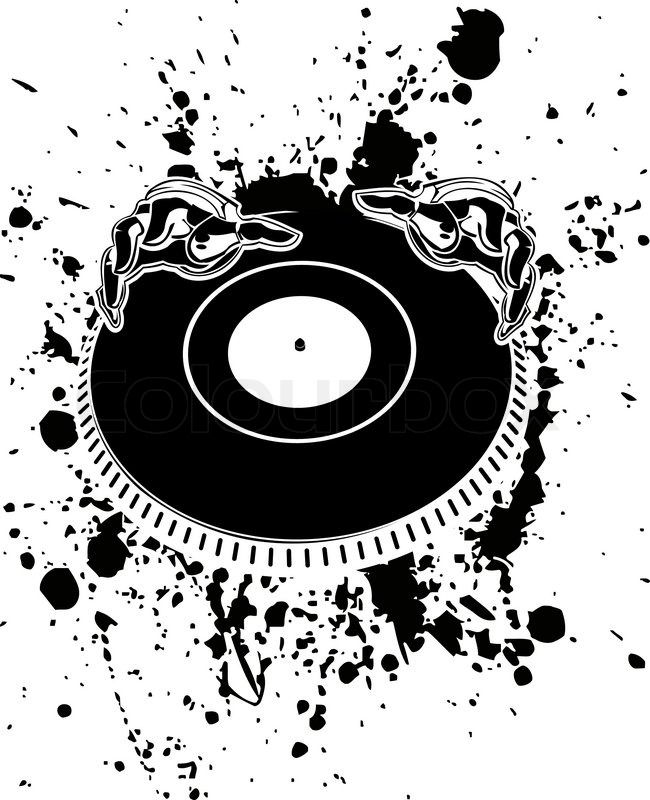 650x800 Black And White Dj Hands On Stain. Stock Vector Colourbox