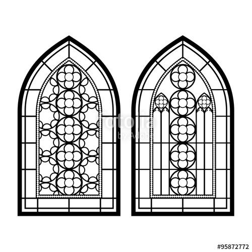 500x500 Gothic Windows. Vintage Frames. Church Stained Glass Windows