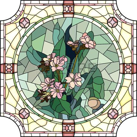 450x450 Round Stained Glass Window Vector Mosaic With Large Cells Of