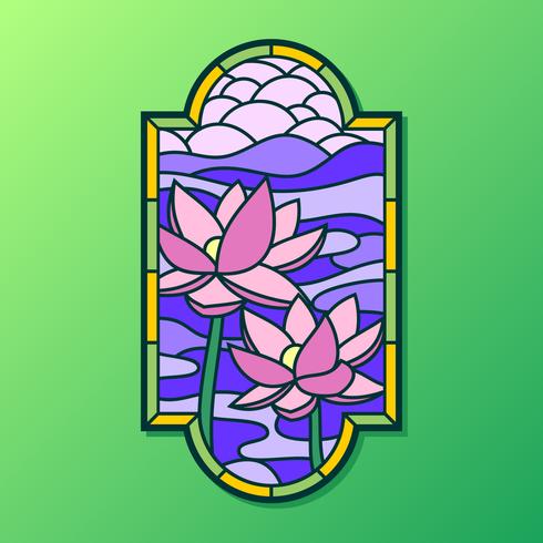 490x490 Lotus Stained Glass Window Vector