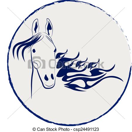 450x449 Horse Stallion Vector Logo. Horse In A Circle Frame Vector Icon.